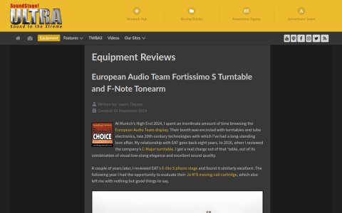 E.A.T. Fortissimo S and F-Note Tonearm on SoundStage! Ultra E.A.T. Fortissimo S and F-Note Tonearm on SoundStage! Ultra